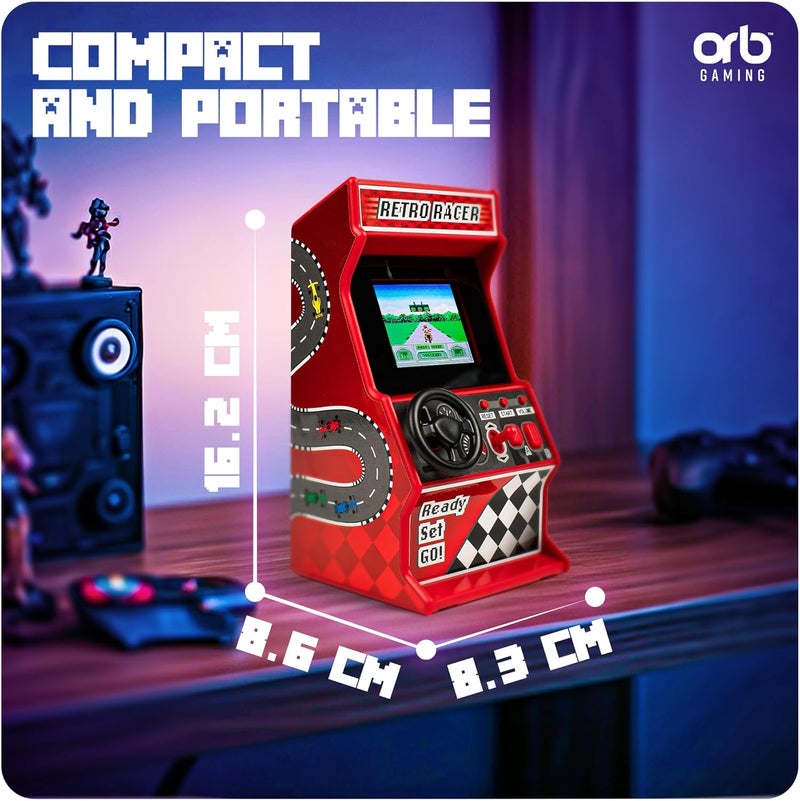 Thumbs Up Orb - Mini Arcade Racing Machine: Handheld Console with 30 Pre-Loaded 8-Bit Games, 2.4" LCD Screen, Steering Wheel, Gear Stick, Control Buttons, Games Console - Image 4